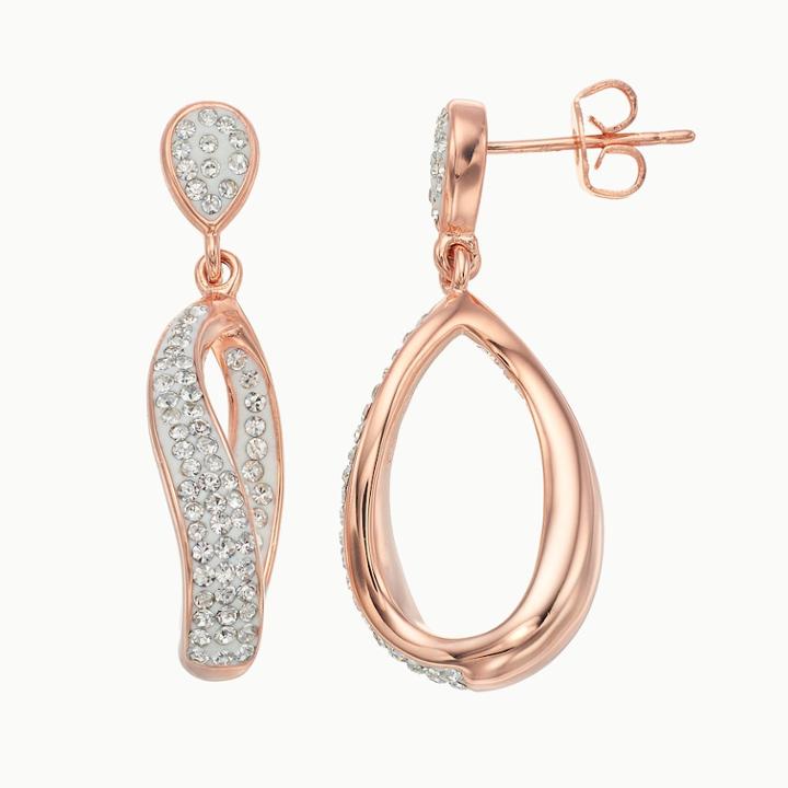 Chrystina Crystal Twisted Hoop Drop Earrings, Women's, Pink