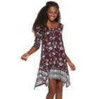 Juniors' Three Pink Hearts Strappy Swing Dress, Teens, Size: Large, Purple