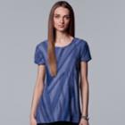 Women's Simply Vera Vera Wang Essential Textured Tee, Size: Large, Dark Blue