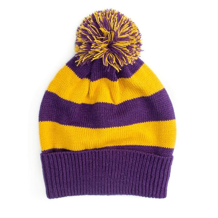 Muk Luks Game Day Striped Beanie, Women's, Purple