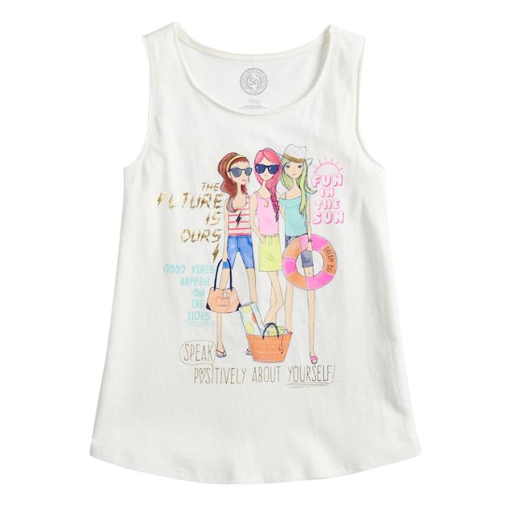 Girls 7-16 & Plus Size So® Graphic Tank, Size: 16 1/2, White