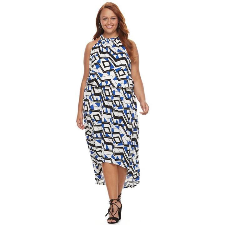 Plus Size Apt. 9&reg; Printed High-low Maxi Dress, Women's, Size: 3xl, Med Blue