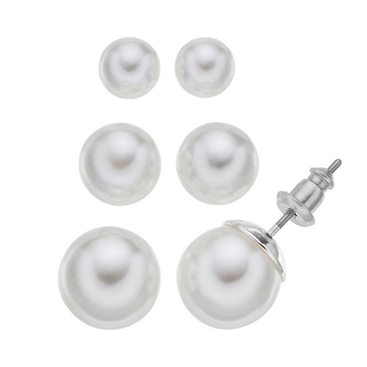 Napier Stud Earring Set, Women's, White