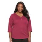 Plus Size Croft & Barrow&reg; Solid V-neck Tee, Women's, Size: 1xl, Pink