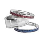 Logoart Colorado Avalanche Stainless Steel Crystal Stack Ring Set, Women's, Size: 6, Multicolor