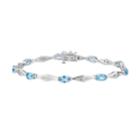 10k White Gold Swiss Blue Topaz & 1/3 Carat T.w. Diamond Bracelet, Women's, Size: 7.5