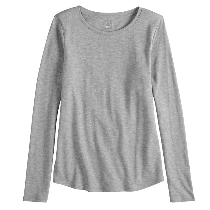 Girls 7-16 & Plus Size So&reg; Long Sleeve Core Tee, Size: 14, Grey