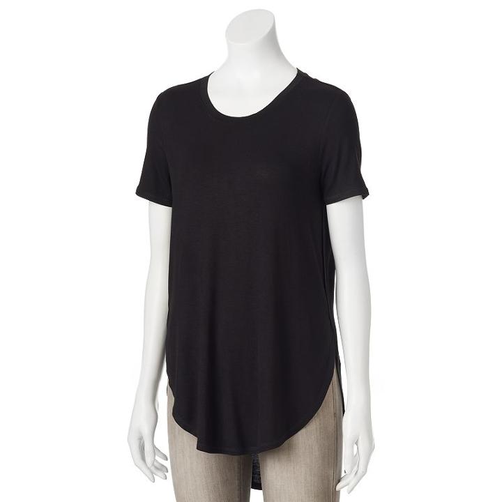 Juniors' Mudd&reg; Shirttail Short Sleeve Tee, Girl's, Size: Xl, Black