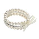 Silver-tone Simulated Pearl And Simulated Crystal Stretch Bracelet Set, Women's, White