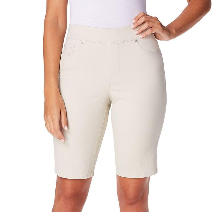 Petite Gloria Vanderbilt Avery Twill Bermuda Shorts, Women's, Size: 10 Petite, Lt Beige