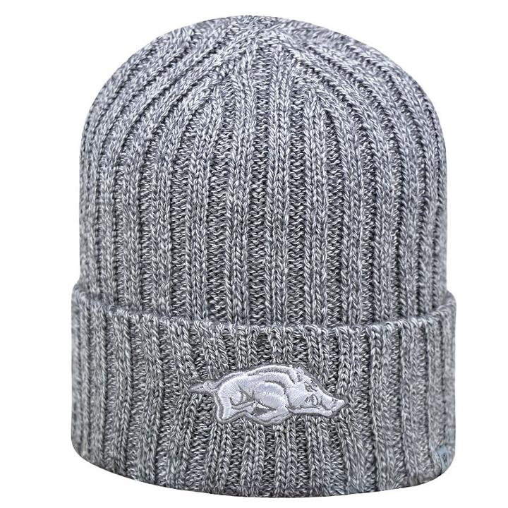 Adult Top Of The World Arkansas Razorbacks Two Below Beanie, Med Grey