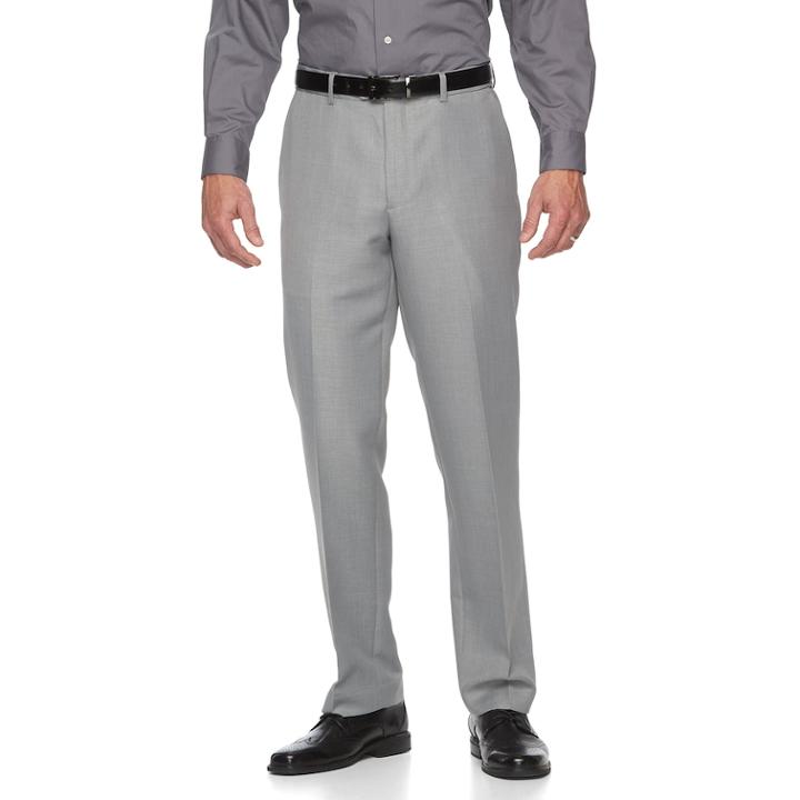 Big & Tall Croft & Barrow&reg; Essential Classic-fit Flat-front Dress Pants, Men's, Size: 46x34, Med Grey