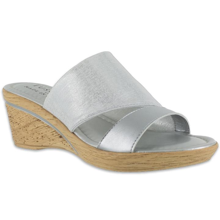 Tuscany By Easy Street Adagio Women's Wedge Sandals, Size: 8.5 Wide, Silver
