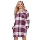 Women's Sonoma Goods For Life&trade; Pajamas: Button Down Flannel Sleep Shirt, Size: Large, Drk Purple