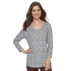 Women's Croft & Barrow&reg; Patterned Tee, Size: Xs, Grey
