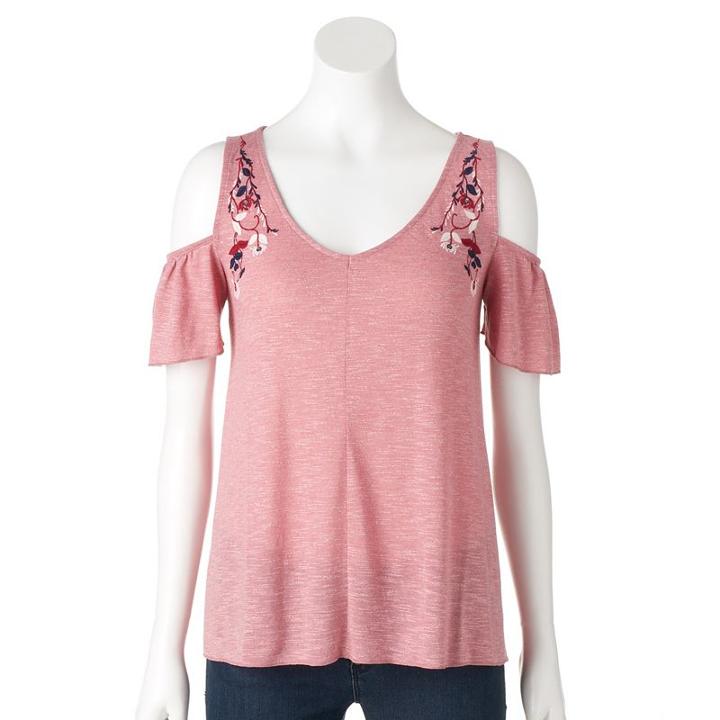 Women's Sonoma Goods For Life&trade; Cold-shoulder Tee, Size: Xxl, Light Red