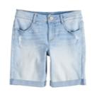 Girls 7-16 So&reg; Cuffed Bermuda Jean Shorts, Size: 8, Light Blue