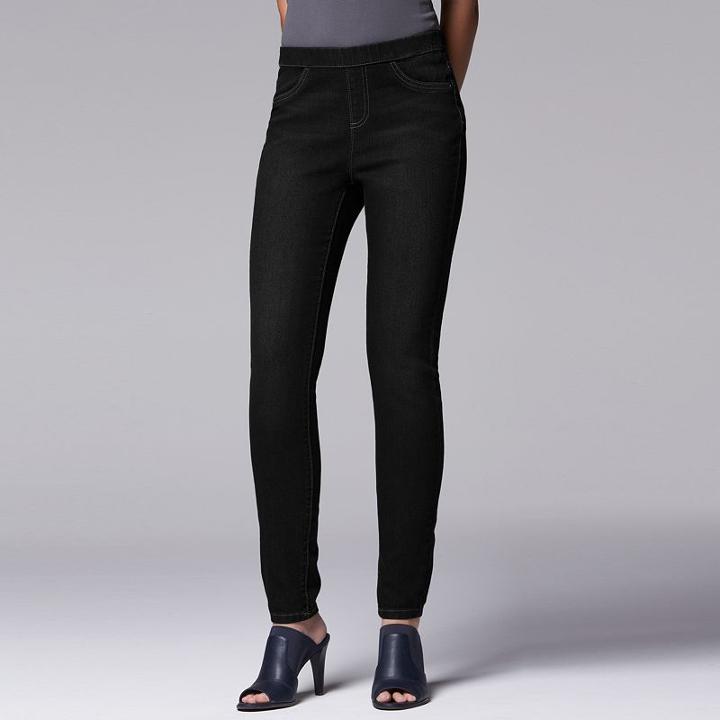 Women's Simply Vera Vera Wang Elastic-back Jeggings, Size: 6, Black