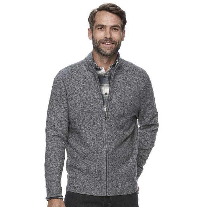 Men's Croft & Barrow&reg; True Comfort Classic-fit Full-zip Sweater, Size: Xl, Black