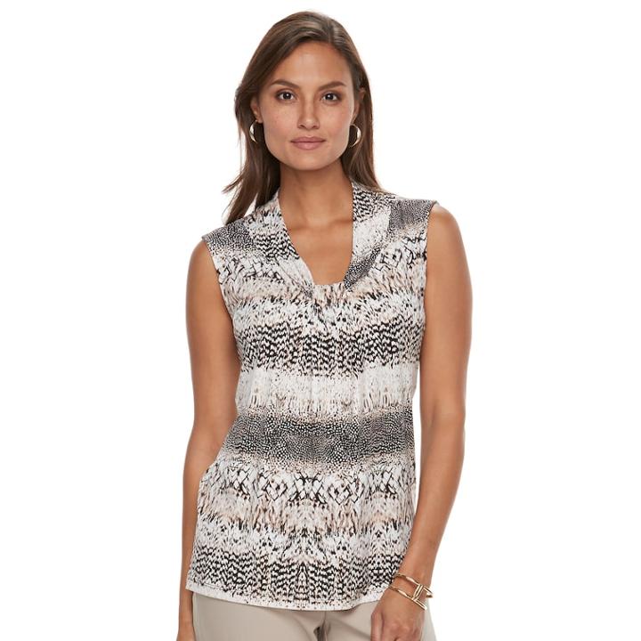 Women's Dana Buchman Knot-front Top, Size: Medium, Black