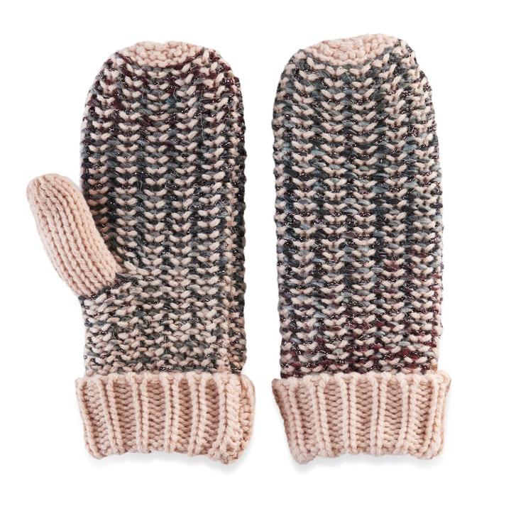 Madden Nyc Women's Lined Spectrum Knit Mittens, Med Pink