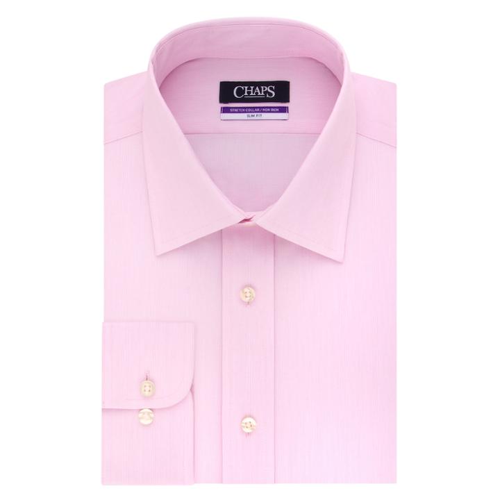 Men's Chaps Slim-fit No-iron Stretch-collar Dress Shirt, Size: 16.5 36/37, Pink