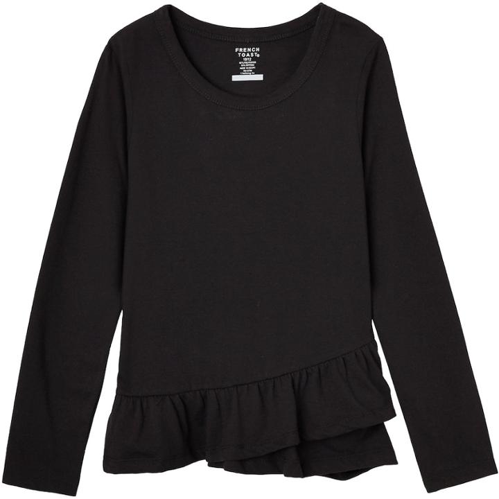Girls 7-16 French Toast Ruffled Long Sleeve Tee, Size: 7-8, Black