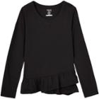 Girls 7-16 French Toast Ruffled Long Sleeve Tee, Size: 7-8, Black