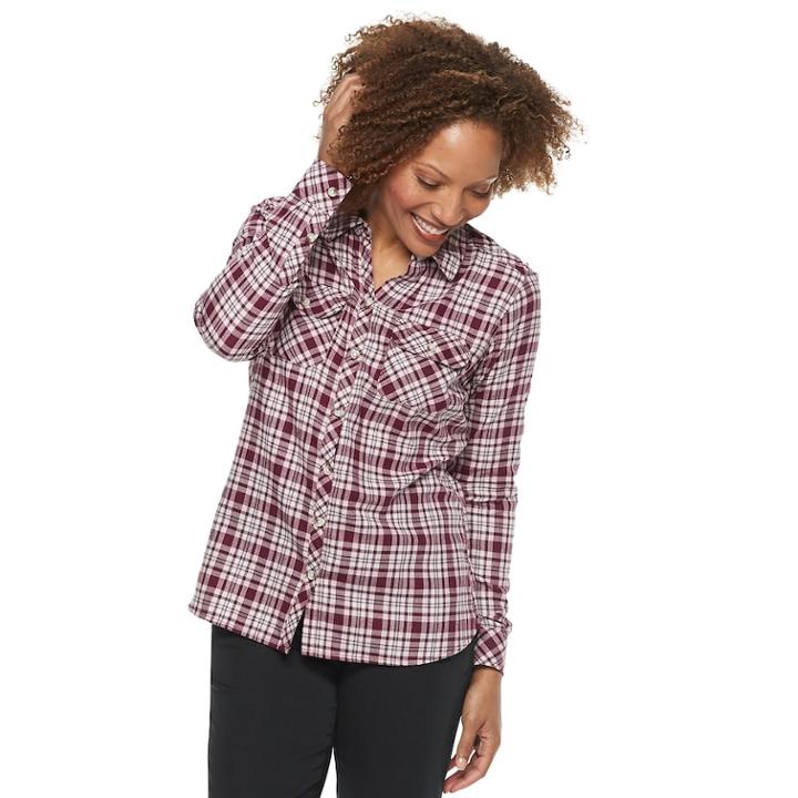 Petite Croft & Barrow&reg; Extra Soft Classic Button-down Shirt, Women's, Size: Xs Petite, Dark Red