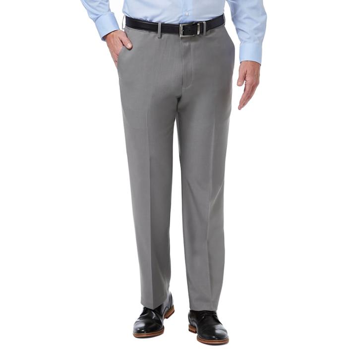 Men's Haggar Premium Comfort Stretch Classic-fit Flat-front Dress Pants, Size: 36x31, Silver
