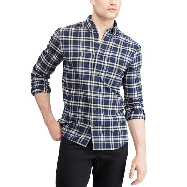 Big & Tall Chaps Regular-fit Performance Flannel Button-down Shirt, Men's, Size: Xxl Tall, Blue (navy)