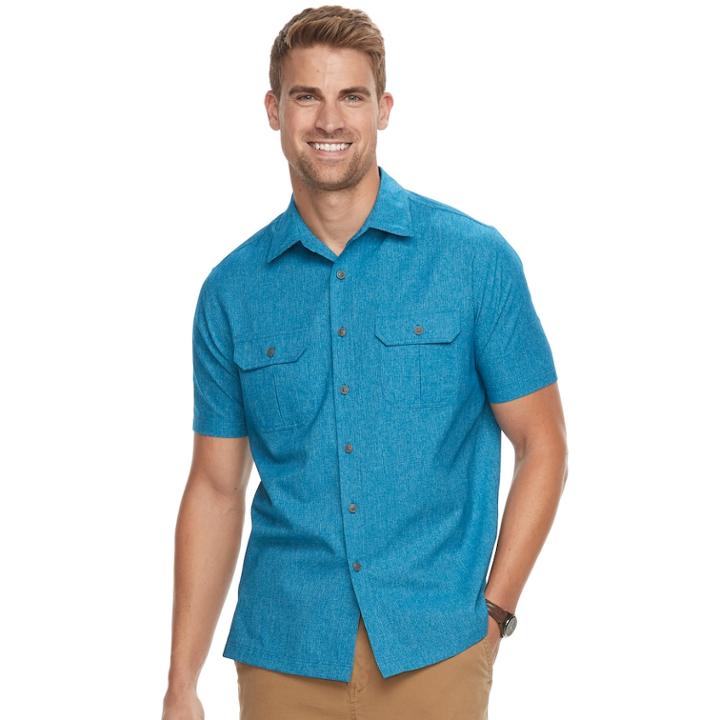 Men's Croft & Barrow&reg; Classic-fit Quick-dry Outdoor Button-down Shirt, Size: Medium, Med Blue