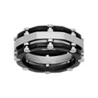 Stainless Steel Two Tone Riveted Band - Men, Size: 8.50, Black