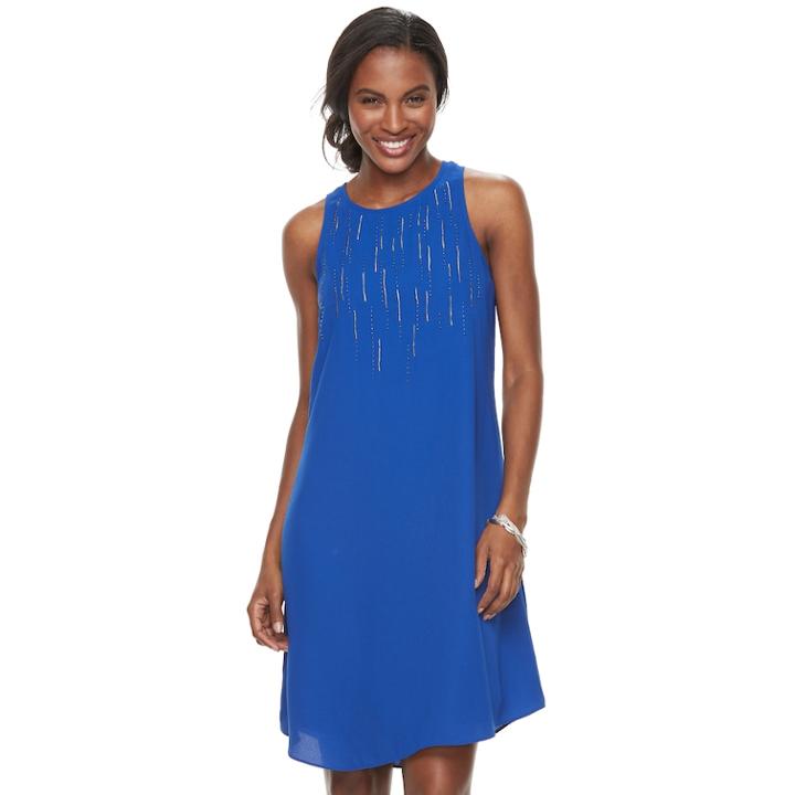 Women's Apt. 9® High Neck Shift Dress, Size: Medium, Blue