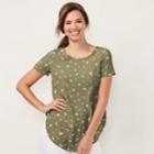 Women's Lc Lauren Conrad Print Tie-back Tee, Size: Xs, Dark Green