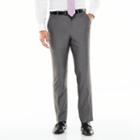Men's Adolfo Slim-fit Flat-front Gray Sharkskin Suit Pants, Size: 30x30, Silver