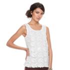 Women's Elle&trade; Embroidered Mesh Tank, Size: Xs, White