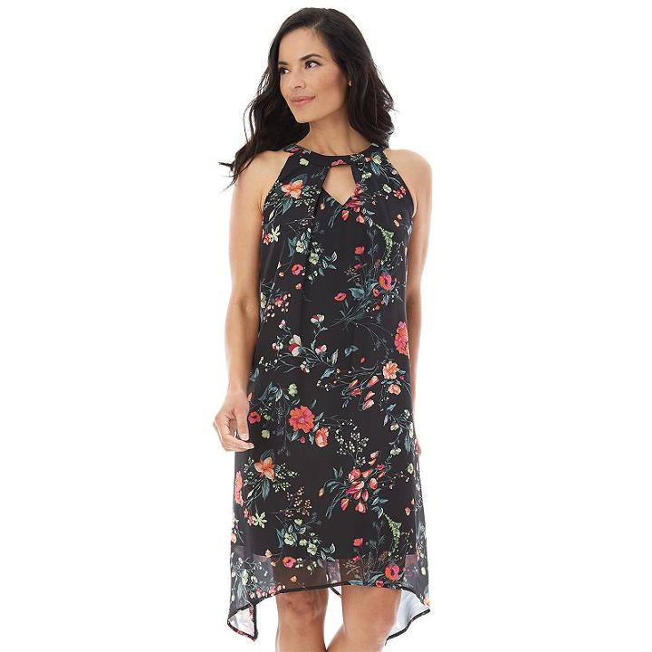 Women's Ab Studio Print Handkerchief Shift Dress, Size: Xlrg Av/rg, Ovrfl Oth