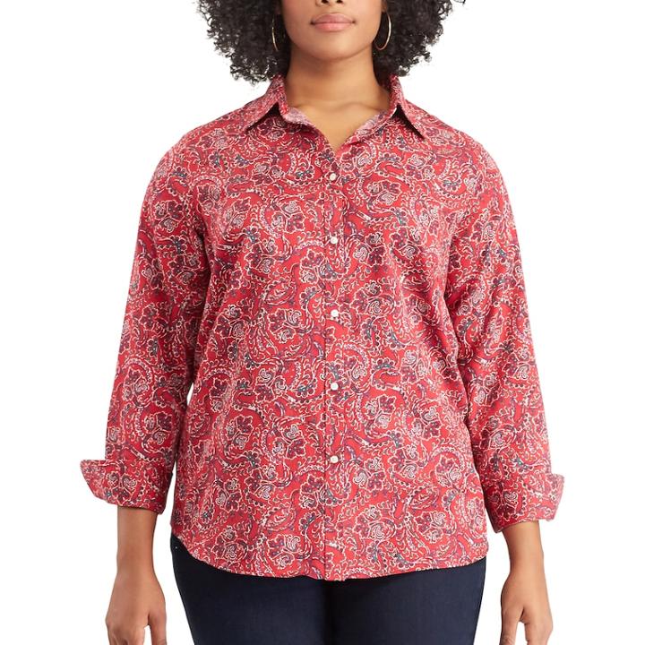 Plus Size Chaps Woven Top, Women's, Size: 2xl, Red