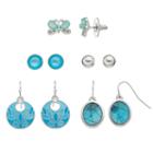 Blue Butterfly Stud & Drop Earring Set, Women's, Turq/aqua