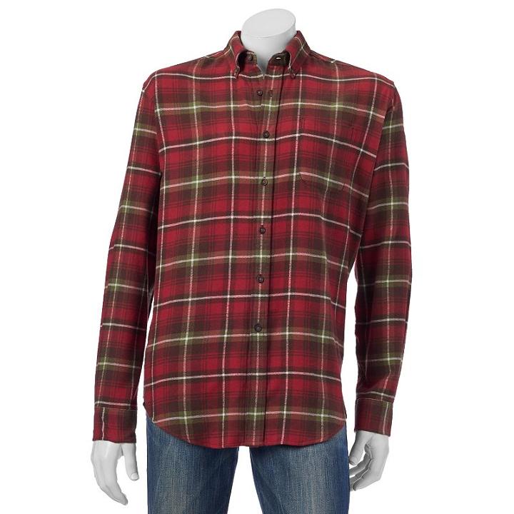Croft & Barrow, Men's &reg; Classic-fit Plaid Flannel Button-down Shirt, Size: Small, Dark Red