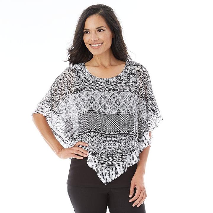 Women's Ab Studio Print Chiffon Popover Top, Size: Regular, Ovrfl Oth