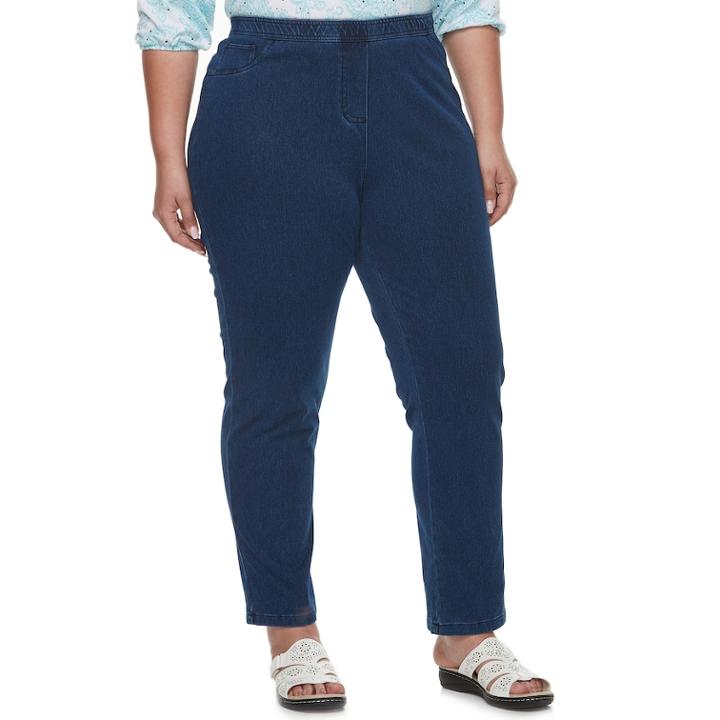 Plus Size Cathy Daniels Pull-on Midrise Denim Pants, Women's, Size: 2xl, Dark Blue