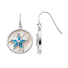 Sterling Silver Mother-of-pearl & Lab-created Blue Opal Starfish Disc Drop Earrings, Women's