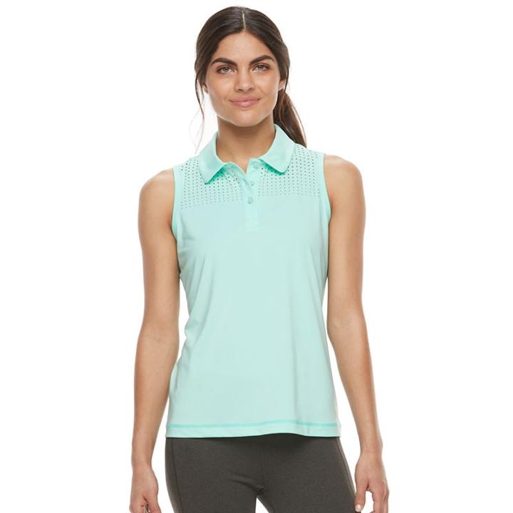 Women's Fila Sport&reg; Laser Cut Sleeveless Golf Polo, Size: Xl, Turquoise/blue (turq/aqua)