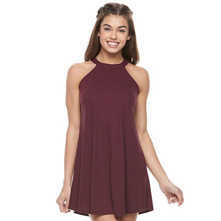 Juniors' Love Fire Halter Ribbed Dress, Girl's, Size: Xl, Red Other