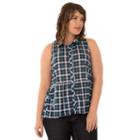 Juniors' Plus Size Wallflower Plaid Babydoll Tunic, Girl's, Size: 1xl, Blue (navy)