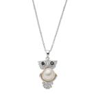 Sophie Miller Sterling Silver Freshwater Cultured Pearl & Cubic Zirconia Owl Pendant, Women's, Size: 16