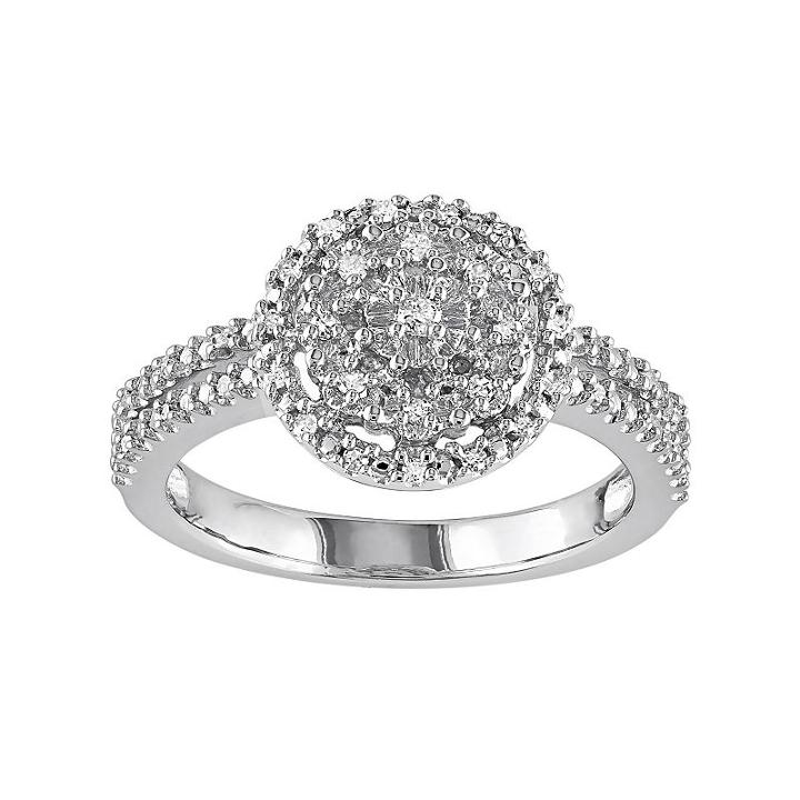 1/5 Carat T.w. Diamond Sterling Silver Halo Ring, Women's, Size: 7, White