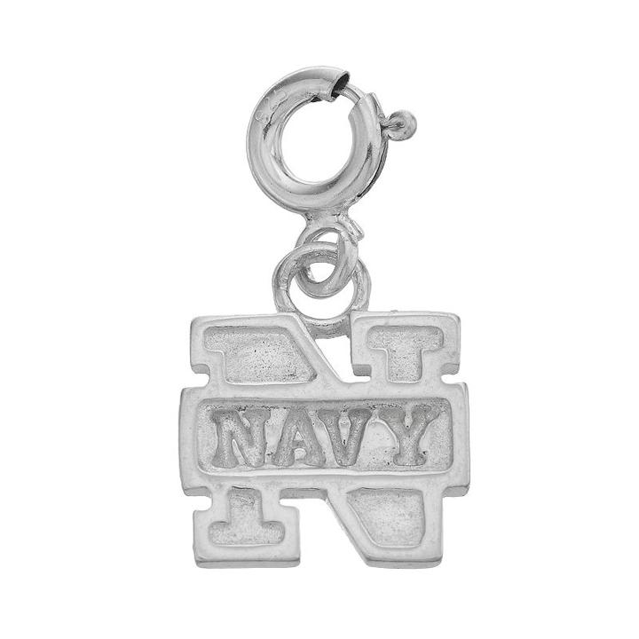 Dayna U Sterling Silver Navy Midshipmen Team Logo Charm, Women's, Grey